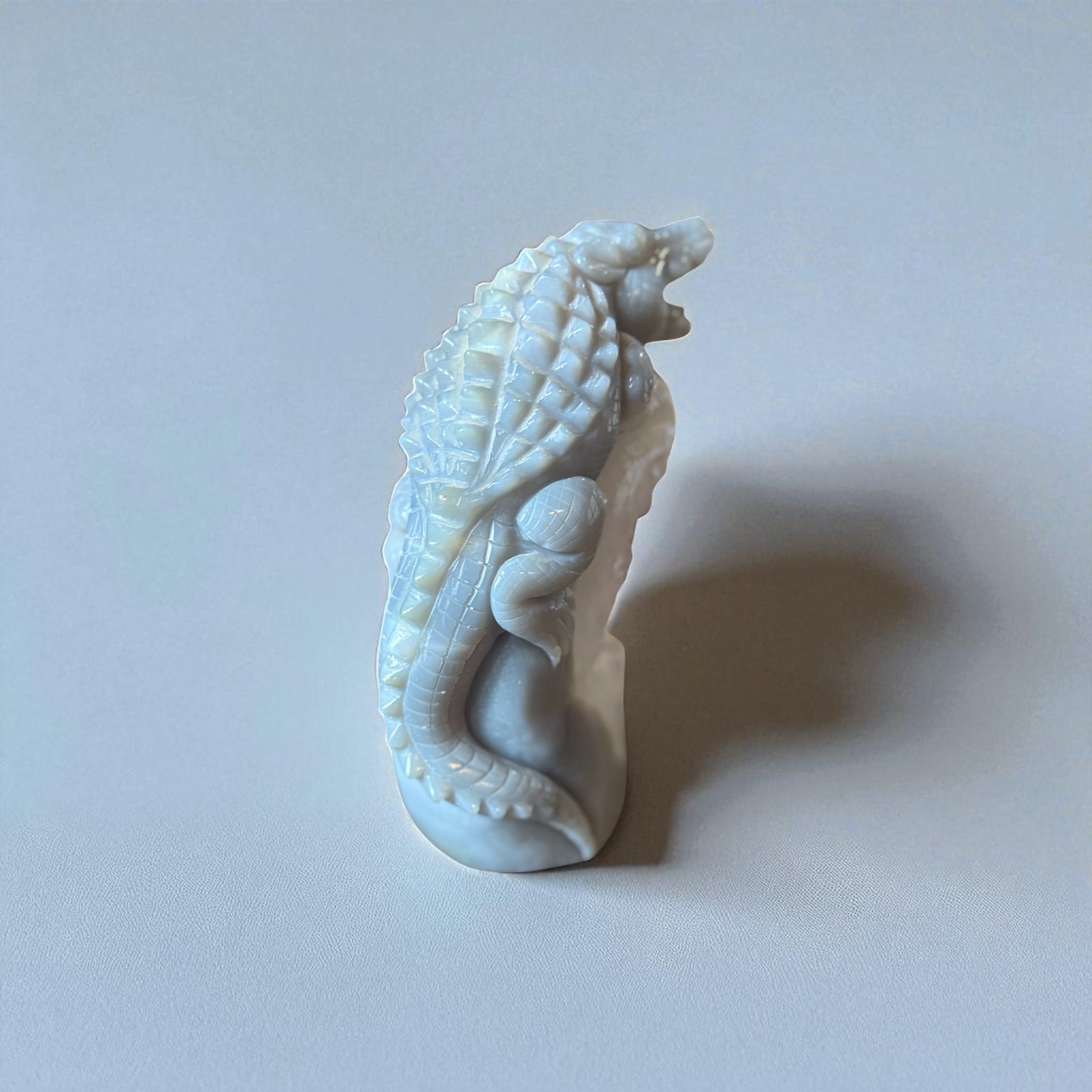 Hand-Carved Agate Geode Alligator Sculpture